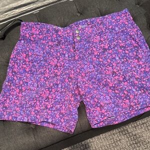 Columbia Purple and Pink Floral High Waist Shorts